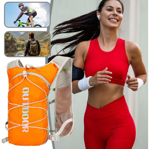 Running Water Bag Hydration Jacket For Running Lightweight Reflective Hydration Bag Orange B 1