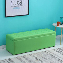 Foot Stool With Storage Leather Swivel Wipeable Lid 60x40x40cm Green OilProof Ottoman Box