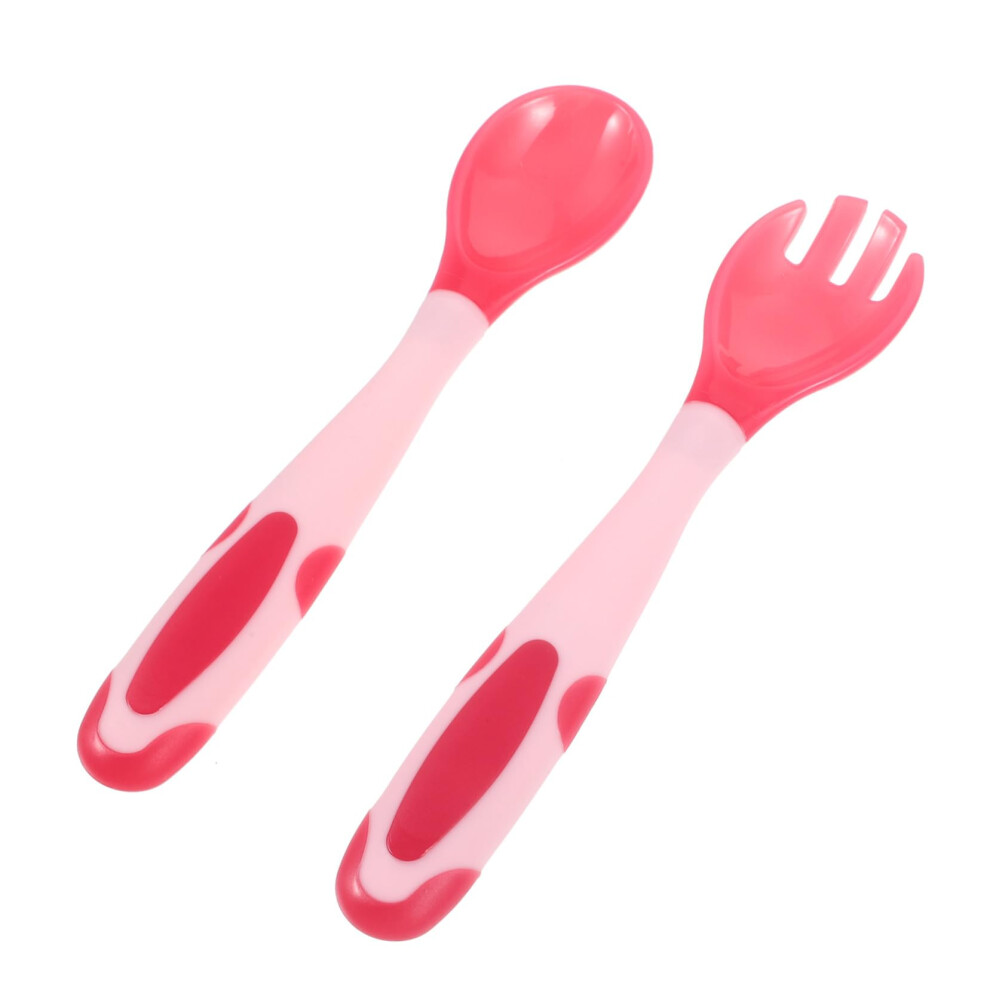 Bendable Spoon Fork For Lefthanded Safe Sturdy Training Cutlery Comfortable Grip Lightweight For Selffeeding And Weaning Pink