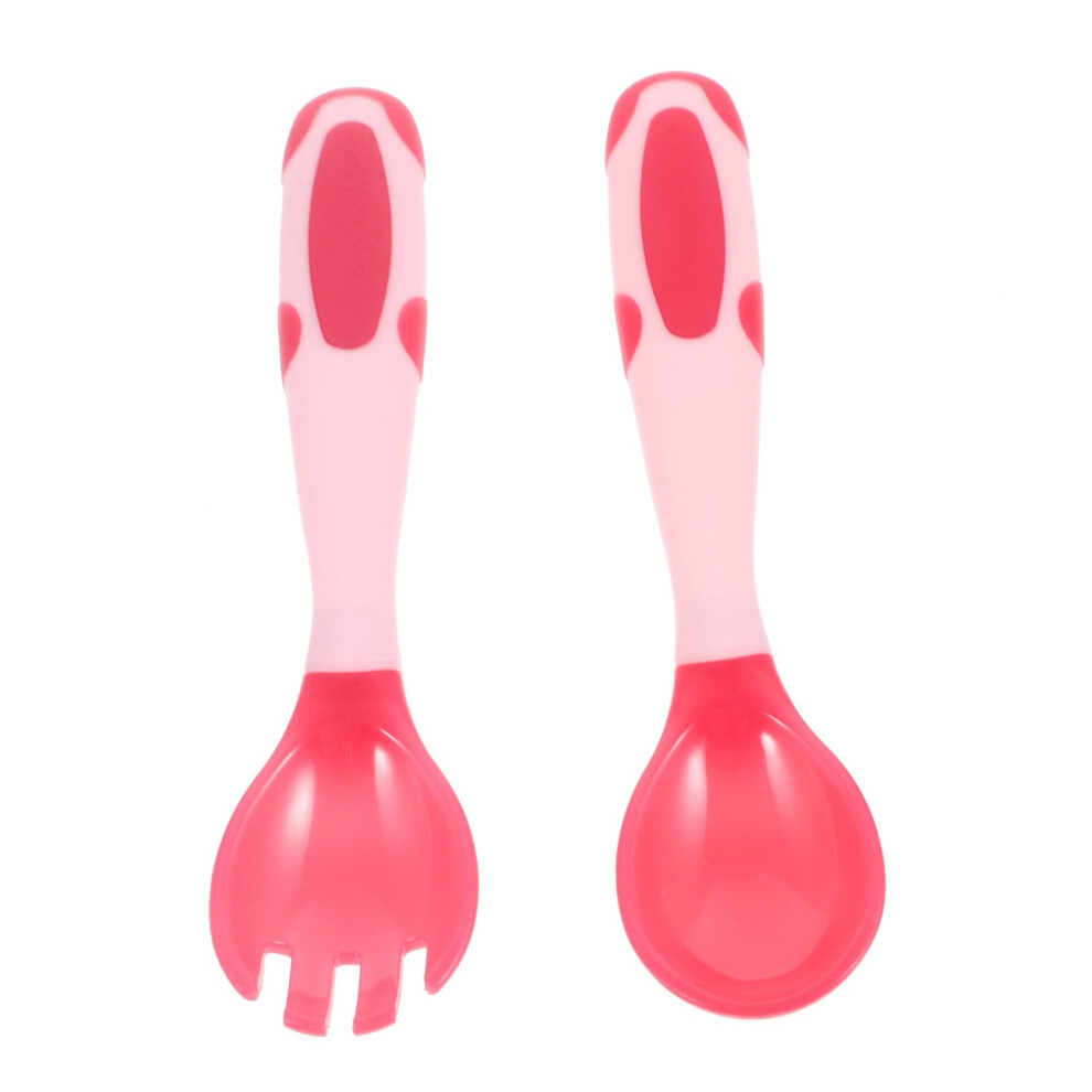 Cutlery For Lefthanded Bendable Spoon And Fork With Temperature Sensing Lightweight Flatware For Selffeeding Pink