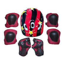 Children's 7 Piece Protective Helmet Knee Pad Elbow Protector Set For Skateboard Bike Scooter Freestyle RedB Ages 29