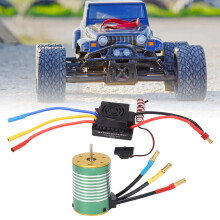 3650 4300KV Brushless Motor & 60A ESC Kit for 1/10 RC Car, Waterproof Green/Gold