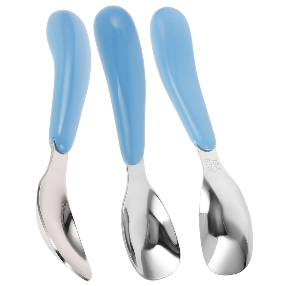 Stainless Steel Utensil 3Piece Set With Ergonomic Handles For Safe Newborn Feeding Spoons, EasyGrip Travel Spoons