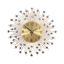Wanduhr Diamanten Dekorative Runde Uhr Metall Wohnzimmer Dekor Ruhig Quarz Uhren Modernen Minimalistischen Uhren (Gold)