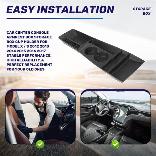 Car Center Console Armrest Box Storage Box Cup Holder For  Model X / S 2012 2013 2014 2015 2016 2017 2