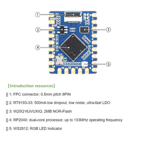 FüR Raspberry Pi  RP2040-Tiny Development Board -Board mit RP2040-Chip-USB-Anschluss 2
