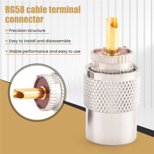 10 Piezas Conector RF UHF Conector Macho RG8 RG58 Cable Conector de Antena PL259 1