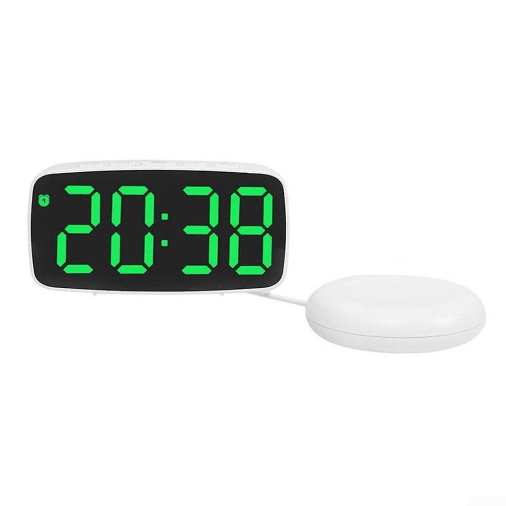 Vibration Alarm Clock With Led Display, Snooze Function, Model D, Compact Nightstand Clock, White