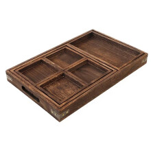 Plateau en Bois Massif pour PréParer le Thé dans un Four Plateau EmboîTé en Bois Ensemble de Sept PièCes de Service à Thé Antique