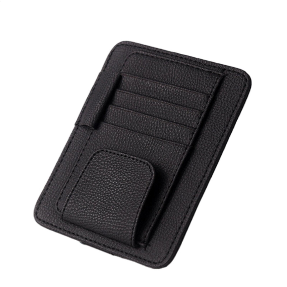 Leather Car Sun Visor Organizer With Multislot Storage And Sunglasses Holder, Pu Adjustable Strap 9189345488900