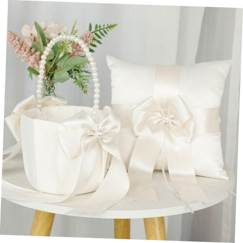 Wedding Ring Pillow Soft Ring Bearer Pillow Bowknot For Romantic Occasions Ceremony Accessory 1