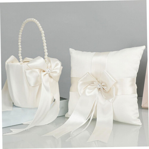Wedding Ring Pillow Soft Ring Bearer Pillow Bowknot For Romantic Occasions Ceremony Accessory 2