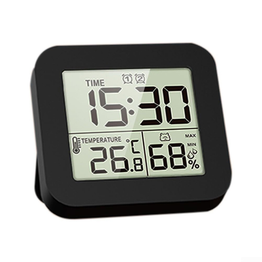 Digital Alarm Clock With Temperature And Humidity, Dual Alarm Snooze, Backlight For Indoor Use Black