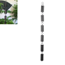Cylinder Rain Chain Black PowderCoated Aluminum 39.4 Inch / 100 Cm Rain Catcher For Gutters Detachable Downspout