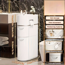 (Three) Freestanding Rolling Toilet Storage Cabinet – 3/4 Tier Slim Organizer with 4 Wheels, Modern Bathroom Cabinet with
