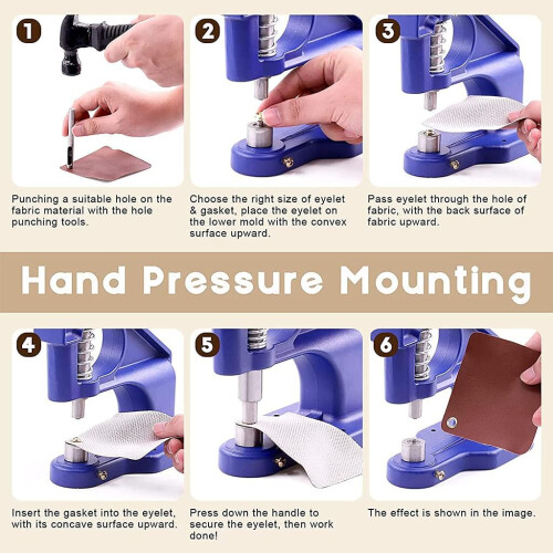 Hand Press Machine for Eyelets Snaps Rivets with Cloth Cover Button Tool for Sewing 2
