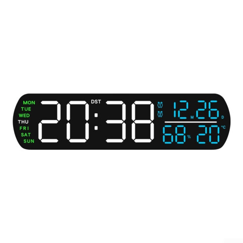 LED Digital Clock With Humidity And Temperature Readout, Dual Alarms, Adjustable Brightness, Model