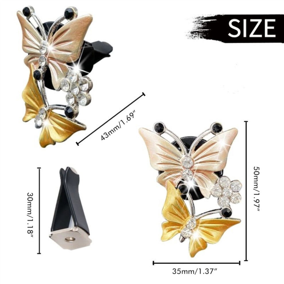 2Pcs Butterfly Car Air Vent Clip Diffuser Fragrance Bling Accessories, 5Cm X 3.5Cm 5051374794007