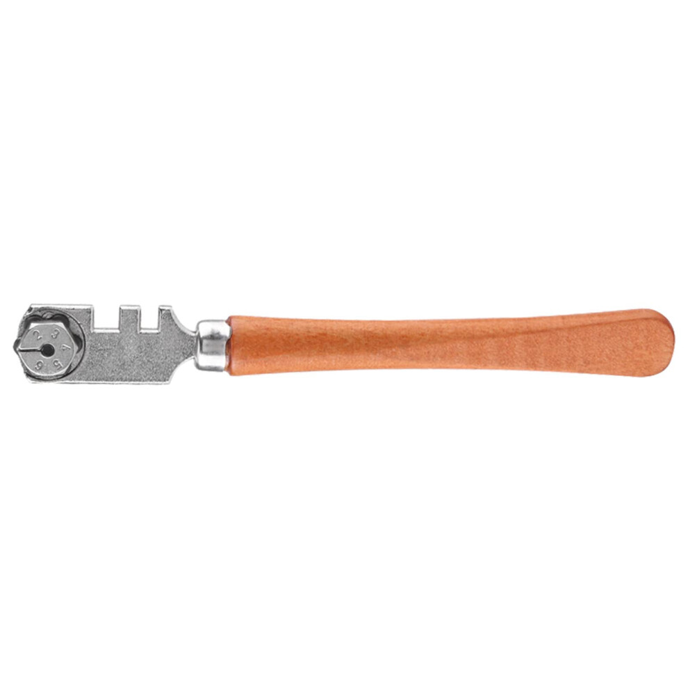 Glass Cutter 130Mm Sixwheel, Woodenhandle Professional Glass Cutter For Thick Glass Cutting, Precision And Efficiency 9199774902212