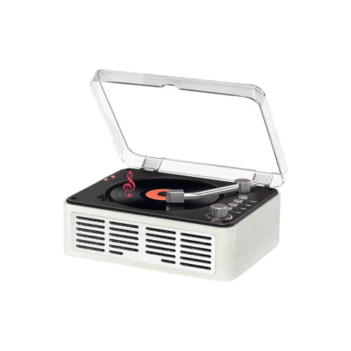 Retro CD Player For Home Use With Bluetooth Speaker Function Easy To Use Controls ABS Plastic White