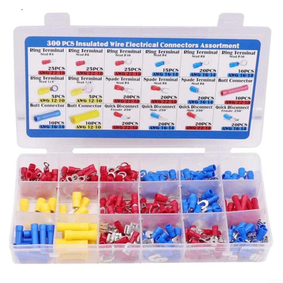 Round Fork Spade Terminal Block 300Pcs Conductivity For Electrical Wiring General Purpose 9347817327533