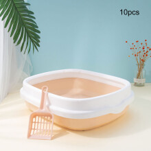 Semi Enclosed Cat Litter Box Kitten Potty Pan Portable Litter Box Premium PP Material Easy Clean No Odor Splash Resistant Thickened Pet Supplies for