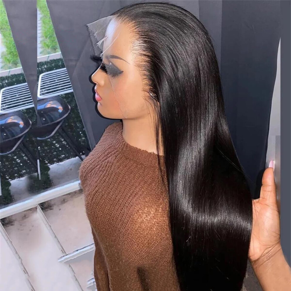 Unisex Glueless Wigs Human Hair Lace Front Wig Straight Hd 13X4 Lace Front 4X4 Glueless Wig 16 Inches
