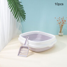 Premium PP Cat Litter Box Thickened Kitten Potty Pan Sifting Cat Poop Litter Box Semi Closed Design Humanized Design Durable Splash Resistant Easy To
