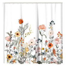 Tenda da Doccia Floreale con 12 Ganci Fiori Botanici 'Acquerello Tenda da Bagno Decorativa Accessori da Bagno Moderni