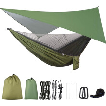 Camping HäNgematte mit Regen Fliegen Plane und Moskito Netz, Tragbare Fallschirm HäNgematte zum Wandern im Freien