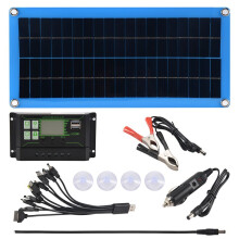 Panel Solar de 300W 12V 5V Controlador USB Dual Cargador de BateríA de CéLulas Solares Monocristalinas una Prueba de Agua -100A