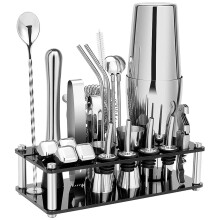 Cocktail Shaker Set, Boston Bartenderkit i Rostfritt StåL med AkrylstäLl och RecepthäFte för Cocktails