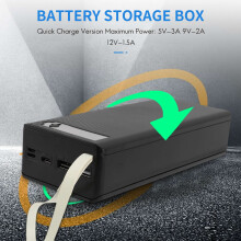 16X18650 Akku Aufbewahrung Box PD QC3.0 Schnell Ladung DIY Power Bank Box HüLle 18650 Akku Halter Box Schwarz
