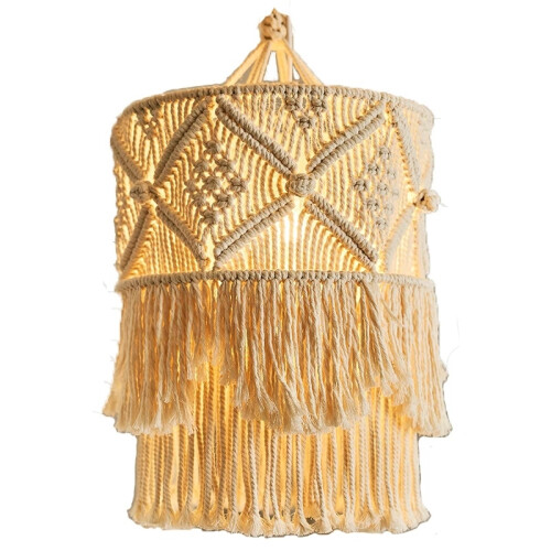 Handmade Wall  Lampshade Macrame Boho Decor Handcraft Tassel  Background Headboard Wall Hanging Decor