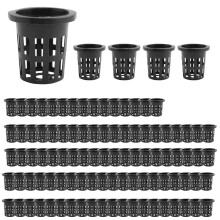 100 Pack 1.96 Inch Net Cups Slotted Mesh Wide Lip Filter Plant Net Pot Bucket Basket for Hydroponics Aquaponics Orchids