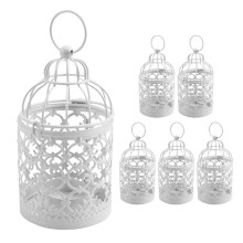6 Pcs Candle Tea Light Holders Metal Hanging Hollow Birdcage Lantern Vintage Decorative Centerpieces of Wedding Party