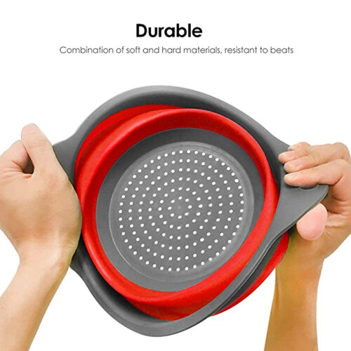 Collapsible Silicone Colanders and Strainers Pasta Vegetable/Fruit Kitchen Mesh Strainers with Extendable Handles 2