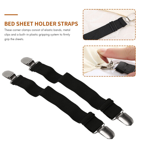 Sangles de Support de Drap de Lit, Pinces de Drap D'Angle, Attaches de Drap RéGlables éLastiques Pinces de Drap pour Matelas (4PCS) 2