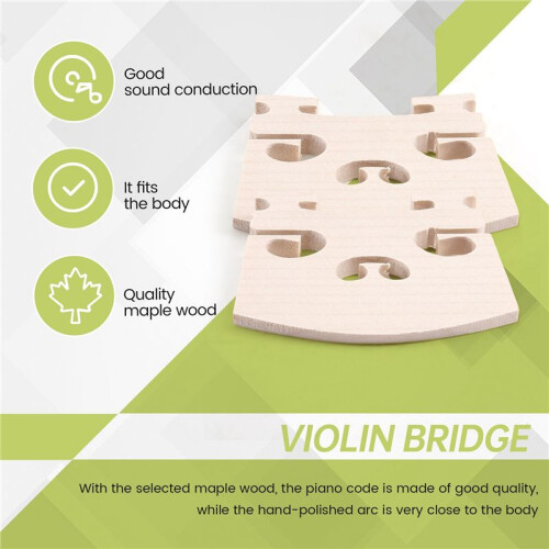 Violindelar Violin-Bridge-5Pc-4/4 Maple Bridge Violindelar, 4 Delar 2