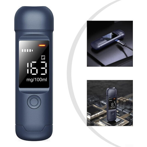 Alcohol Sensor LCD Display Blue ABS BuiltIn Rechargeable Battery 3Color LED Indicator Direct Installation 2