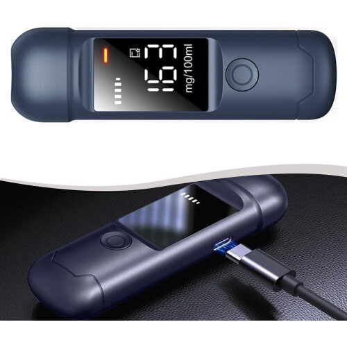Alcohol Sensor LCD Display Blue ABS BuiltIn Rechargeable Battery 3Color LED Indicator Direct Installation 1