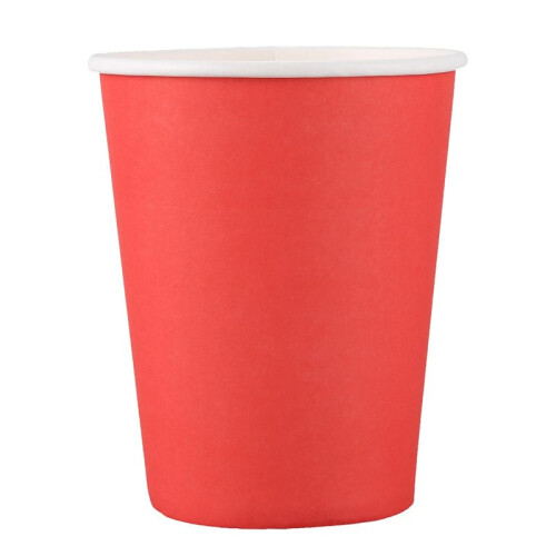 60 Paper Cups (9oz) - Plain Solid Colours Birthday Party Tableware Catering(Red) 2