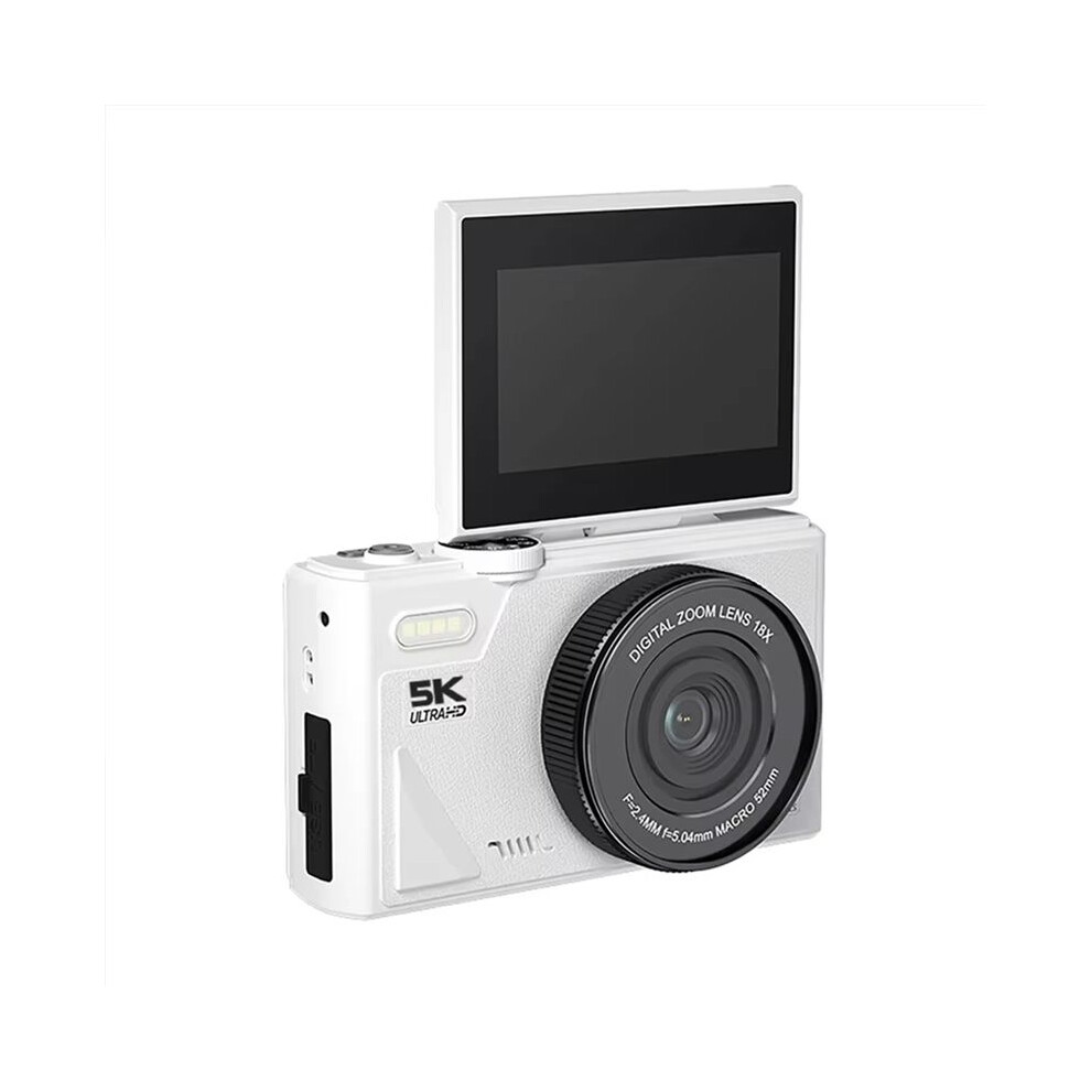 Digital Photography Camera 5K 18X Digital Zoom Vintage Vlog Video Recorder 180 Flip Screen Selfile Cam White 6033840959232