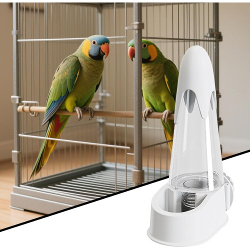Bird Water Dispenser, White Automatic Cage Feeder for Parrots and Parakeets, Hydration System, Easy Installation 1
