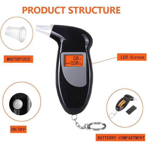 Breathalyzer Alcohol Tester with  Precision Sensor and Clear LCD Display for  Use Ref: 9686 2