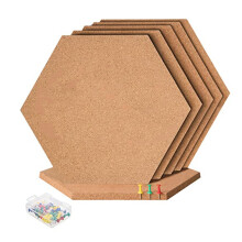 6Pcs Hexagon Cork Board Piastrelle Autoadesive Corkboards Spessi per Wall Memo Boards Pin Board Decorativo Bulletin Board