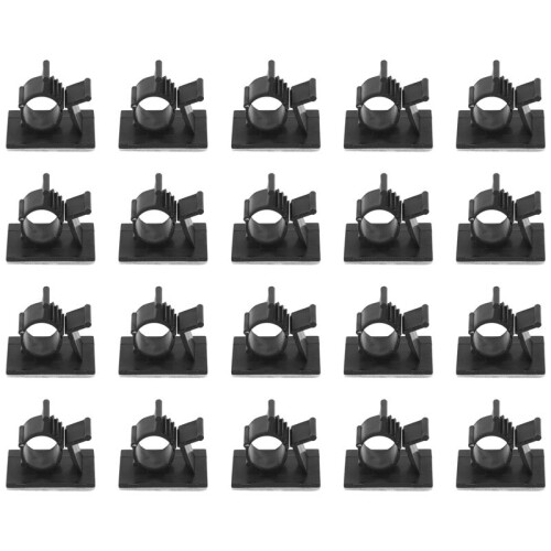 20Pcs Black Adjustable Plastic Cable Clamps Self Adhesive Car Cable Clips Wire Organizer