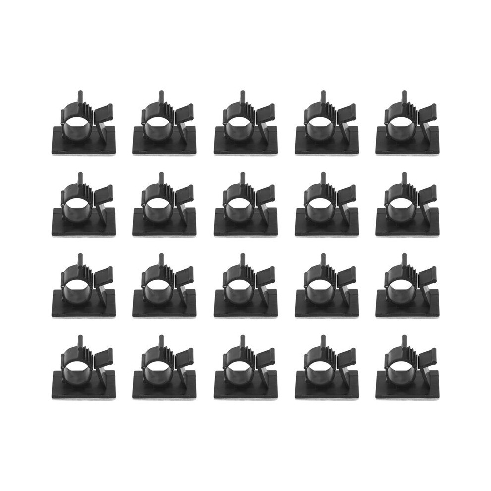 Black 20Pcs Adjustable Plastic Cable Clamps Self Adhesive Car Cable Clips Wire Organizer