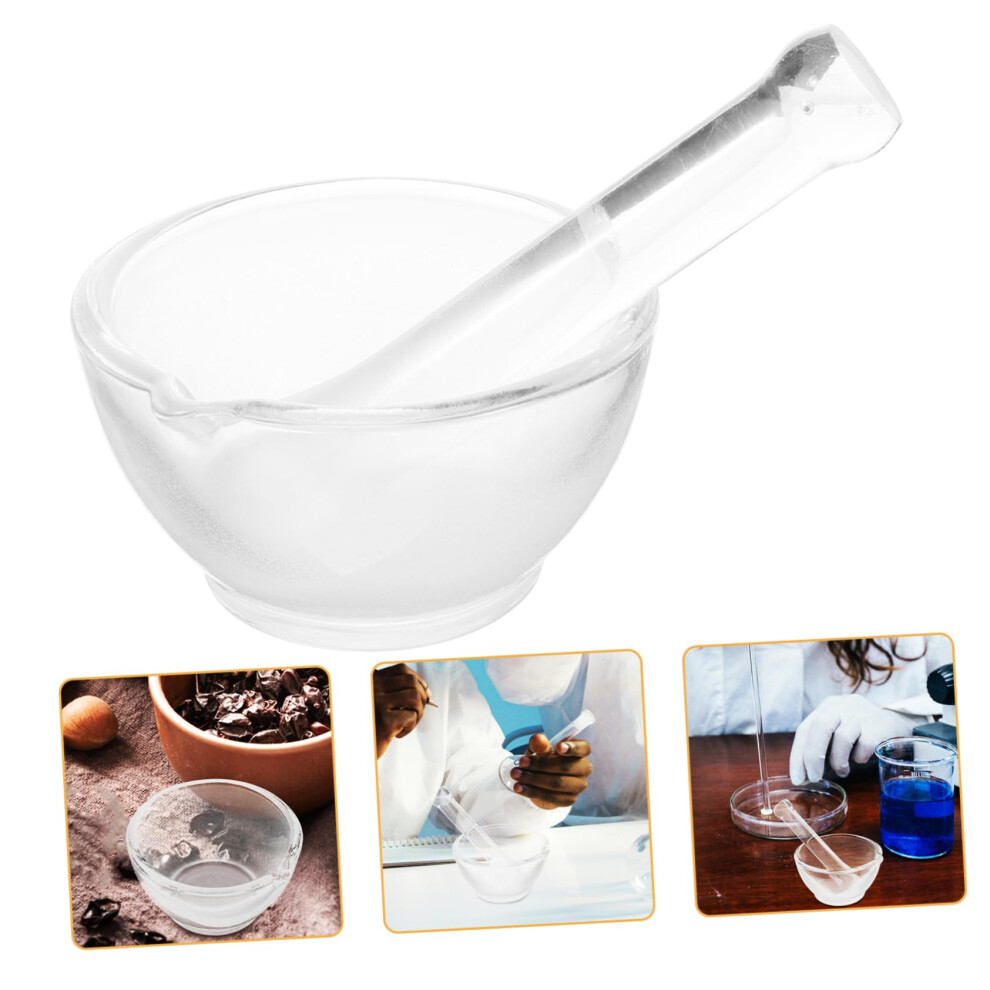 Glass Mortar and Pestle Pill Crusher for Medicine and Lab Use with Ergonomic Grip and Precision Grinding