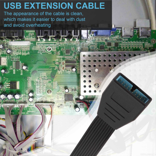 2Pcs Small  USB 3.0 19/20Pin Internal Extension Header Adapter Cable USB 20Pin Extension Cable for Motherboard 15Cm 1